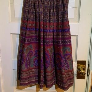 Vintage pattern skirt flows at the bottom